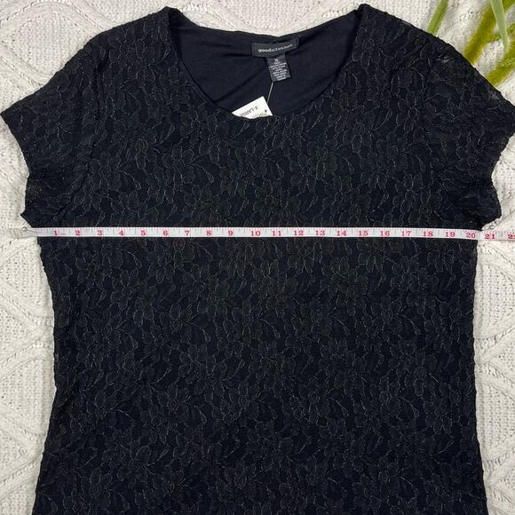 NWT GOOD CLOTHES Black Short Sleeve Textured Lace Floral 90s Style Top Sz XL - Picture 10 of 12